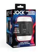 Jock Vibrating Double Stroker Masturbator Black Adjustable Sleeve Dual Entry