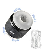 Jock Vibrating Double Stroker Masturbator Black Adjustable Sleeve Dual Entry