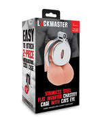 Stainless Steel Inverted Chastity Cage With Cats Eye Silver