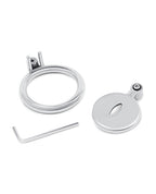 Stainless Steel Inverted Chastity Cage With Cats Eye Silver