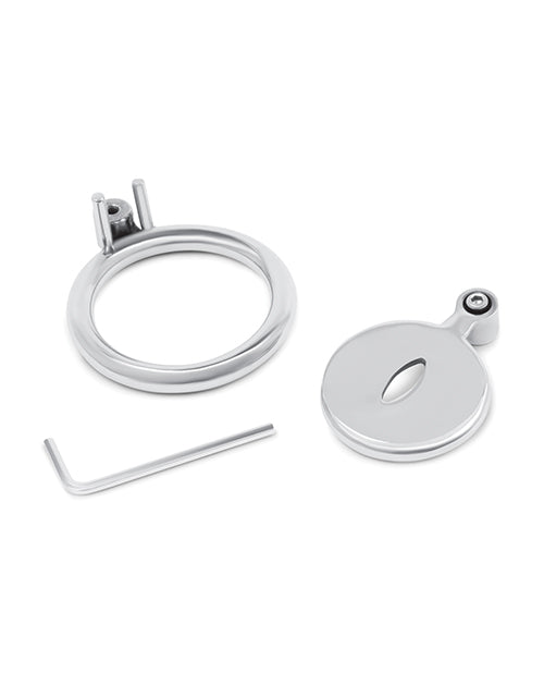 Stainless Steel Inverted Chastity Cage With Cats Eye Silver
