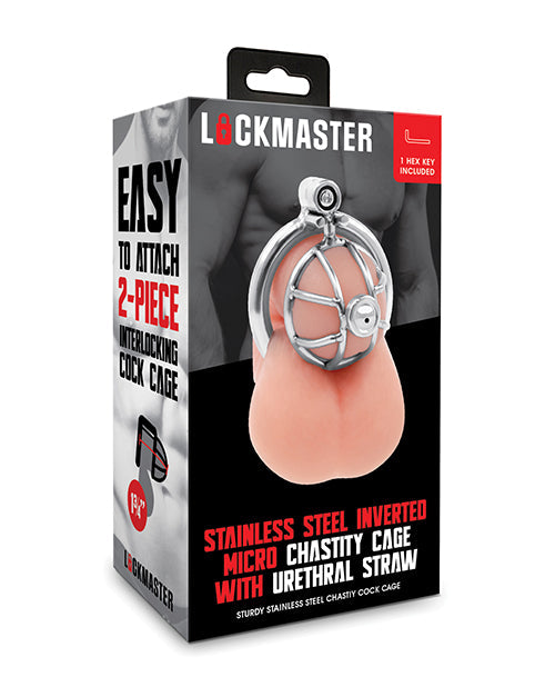 Stainless Steel Inverted Micro Chastity Cage With Urethral Straw