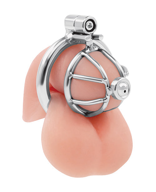 Stainless Steel Inverted Micro Chastity Cage With Urethral Straw