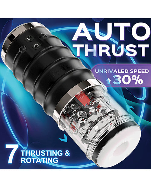 Warrior Auto Thrusting Male Masturbator With Rotating Action Black