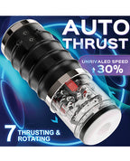 Warrior Auto Thrusting Male Masturbator With Rotating Action Black