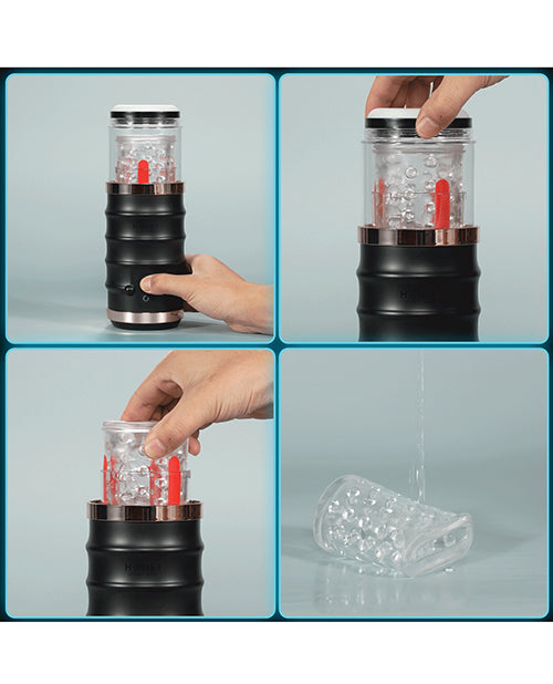 Warrior Auto Thrusting Male Masturbator With Rotating Action Black