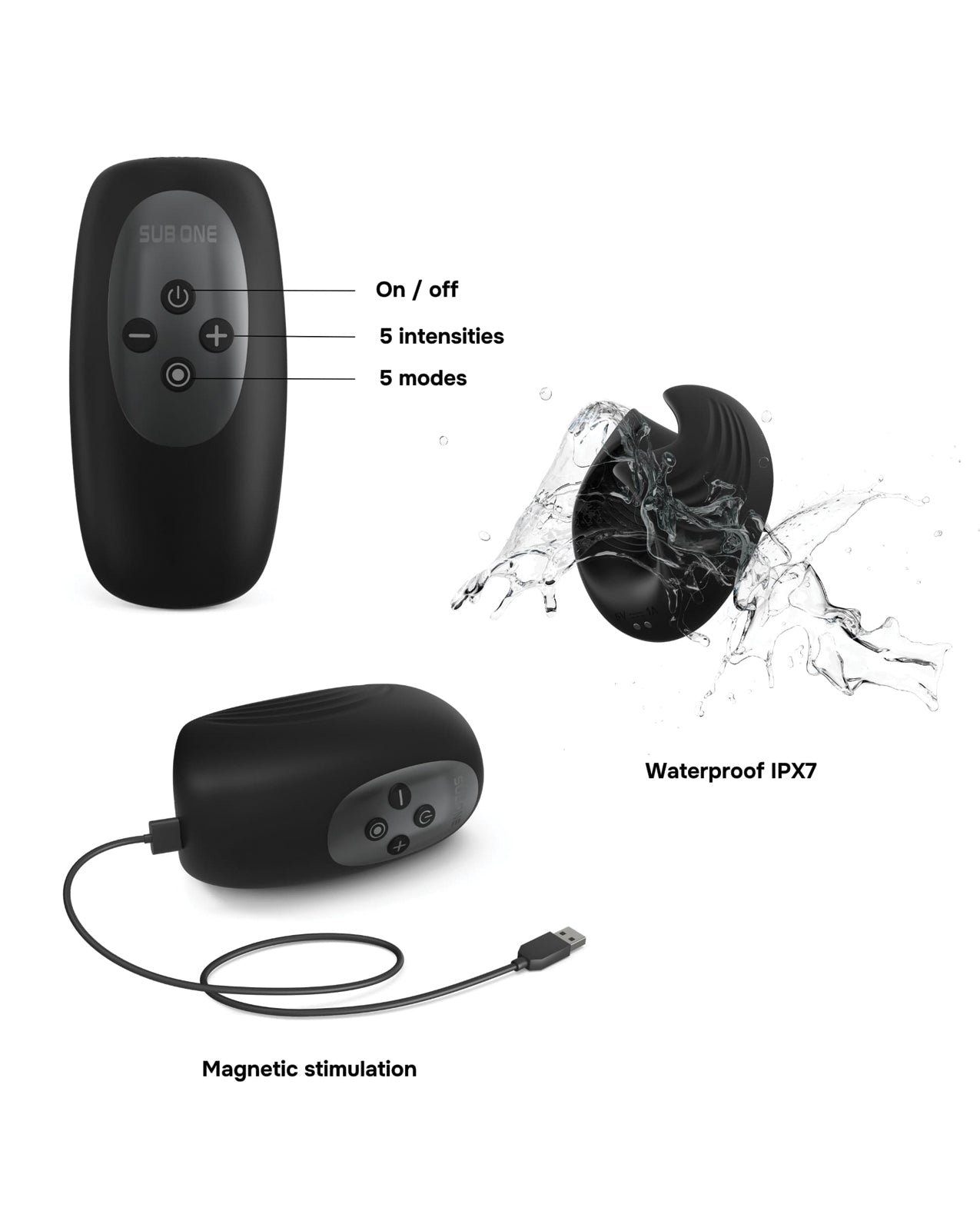 Manwan Sub One Tapping Male Masturbator Adjustable Vibrations Infinite Black