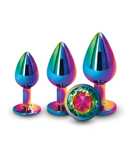 Anal Trainer Kit 3 Piece Rainbow Gem Chrome Plated