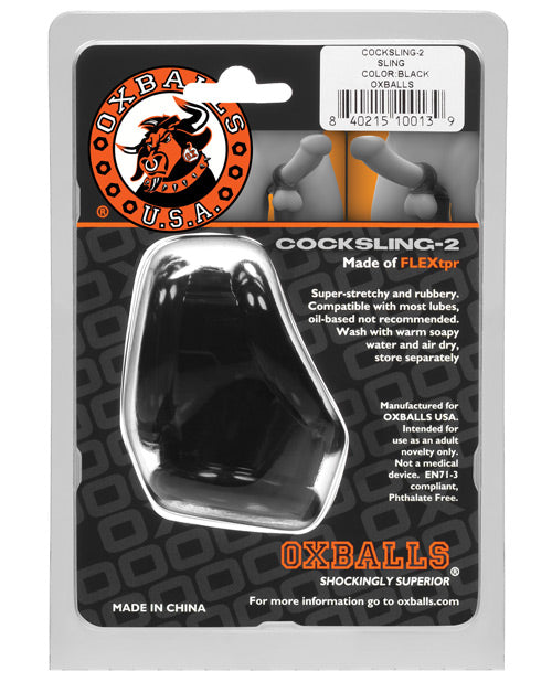 Oxballs Cocksling 2 Sling Black FLEXtpr Dual Action Fit Lifts Bulge