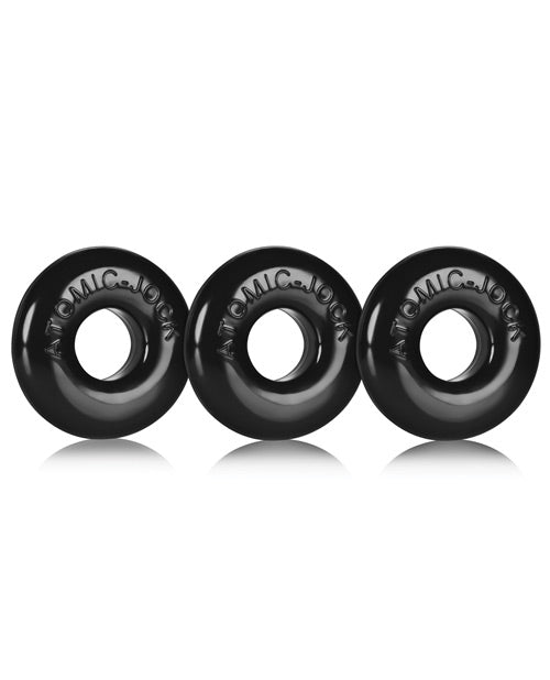 Ringer Donut 1 Jelly Cock Ring 3-Pack Black Durable FLEXtpr Material