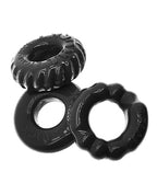Bonemaker 3 Pack Cockring Kit Black Ribbed Non Roll Grip