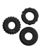 Bonemaker 3 Pack Cockring Kit Black Ribbed Non Roll Grip