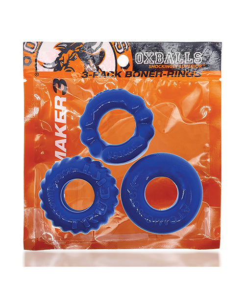 Bonemaker 3 Pack Cockring Kit Grip Rings Pool Blue