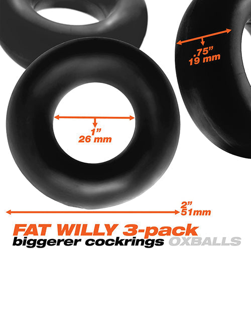 Oxballs Fat Willy 3 Pack Jumbo Cock Rings Flextpr Non Roll