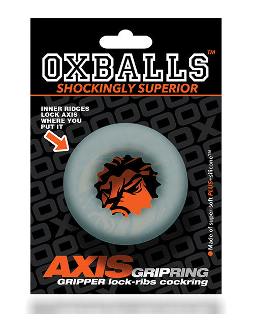 Axis Rib Griphold Cockring Silicone Clear Ice Textured Grip