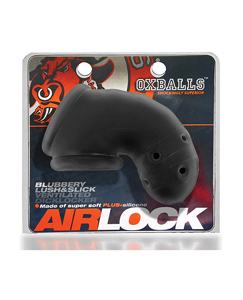 Airlock Air-Lite Vented Chastity Cage Black Ice Base Sling