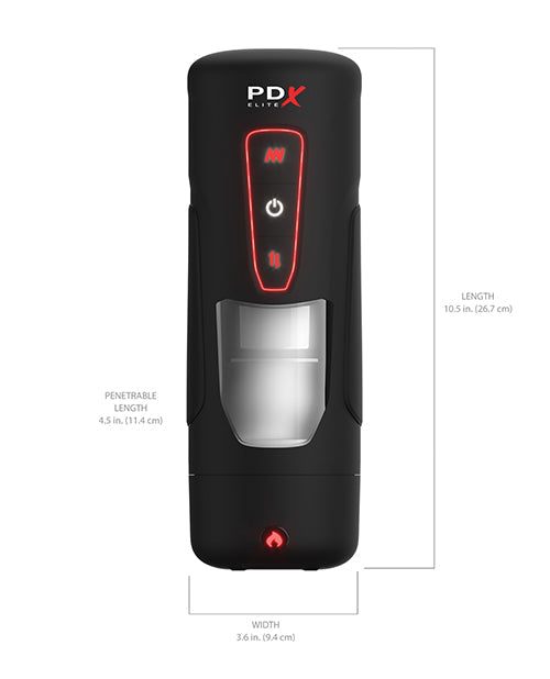 PDX Elite Milk Me Hotter Masturbator Black Automatic Thrusting Vibration Warmth