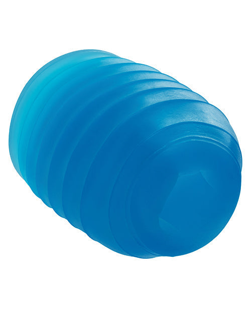 Pop Sock Ribbed Masturbator Blue Reversible Dual Texture
