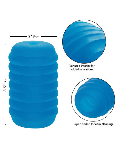 Pop Sock Ribbed Masturbator Blue Reversible Dual Texture