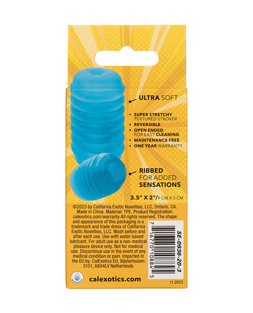 Pop Sock Ribbed Masturbator Blue Reversible Dual Texture