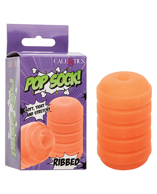 Pop Sock Ribbed Masturbator Orange Reversible Interior Dual Texture