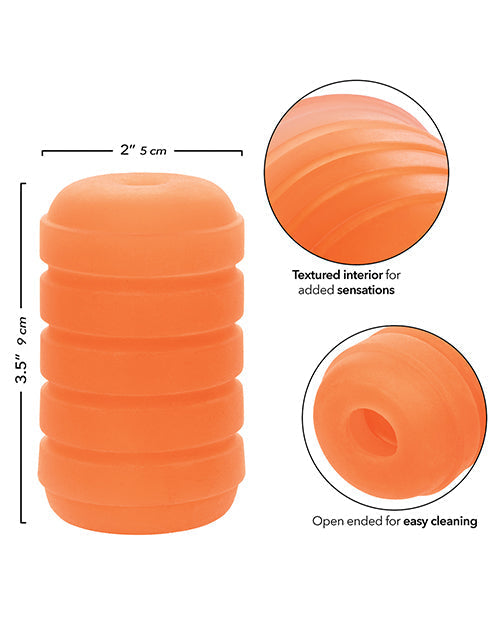 Pop Sock Ribbed Masturbator Orange Reversible Interior Dual Texture