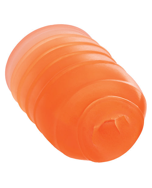Pop Sock Ribbed Masturbator Orange Reversible Interior Dual Texture