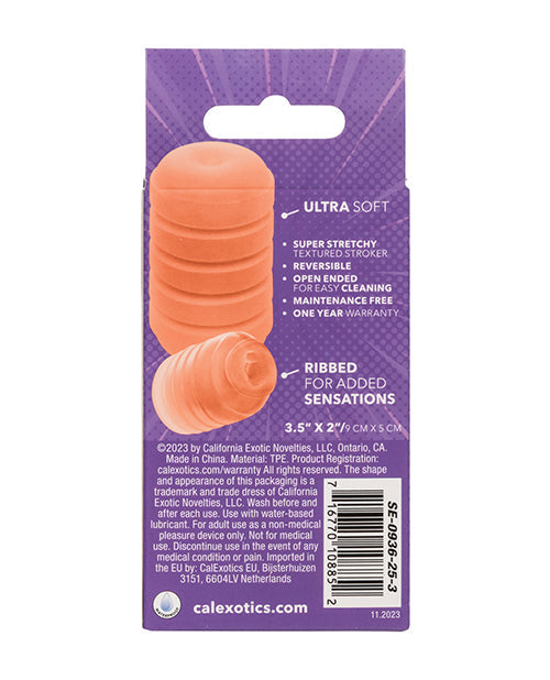 Pop Sock Ribbed Masturbator Orange Reversible Interior Dual Texture
