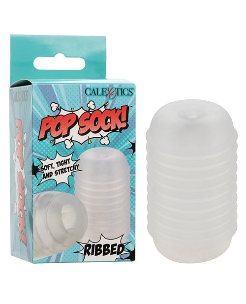 Masturbator Ribbed Clear Pop Sock Stroker Multi-Textured