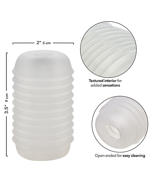 Masturbator Ribbed Clear Pop Sock Stroker Multi-Textured