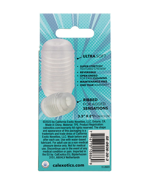 Masturbator Ribbed Clear Pop Sock Stroker Multi-Textured