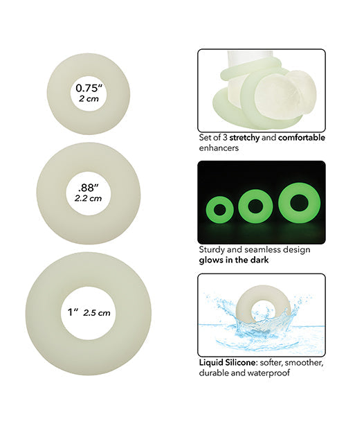 Liquid Silicone Glow In The Dark Cock Ring Set Of 3
