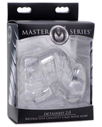 Master Series Detained 2.0 Chastity Cage With Nubs Clear
