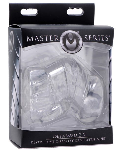 Master Series Detained 2.0 Chastity Cage With Nubs Clear