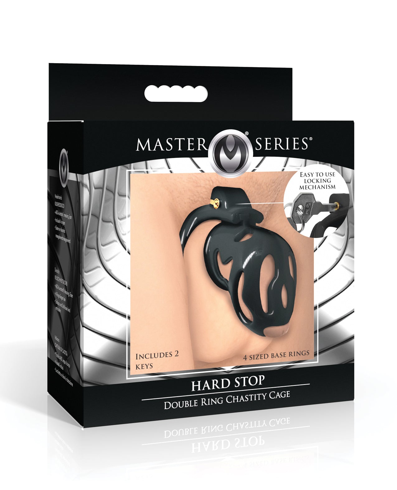 Chastity Cage 2 Ring Black Hard Stop Beginner Friendly