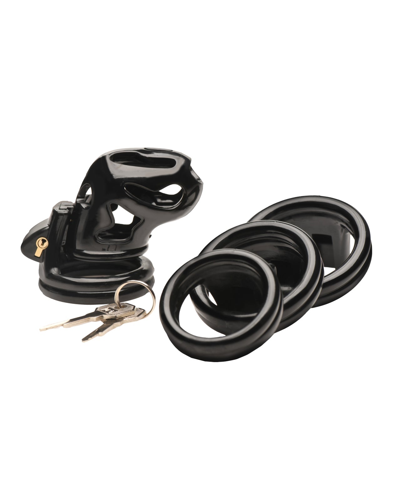 Chastity Cage 2 Ring Black Hard Stop Beginner Friendly