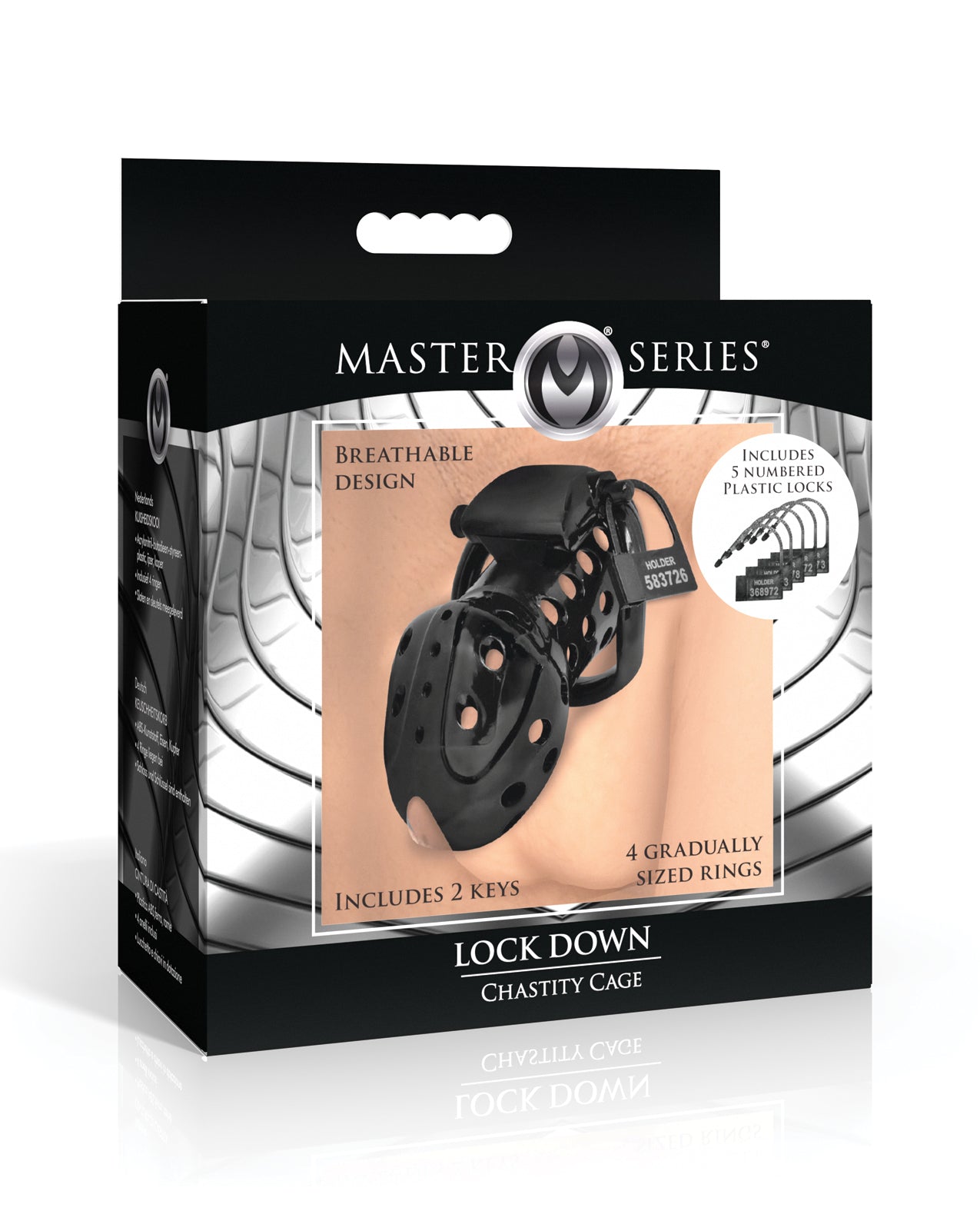 Lock Down Chastity Cage Black With Cum Thru Tip Dual Locking