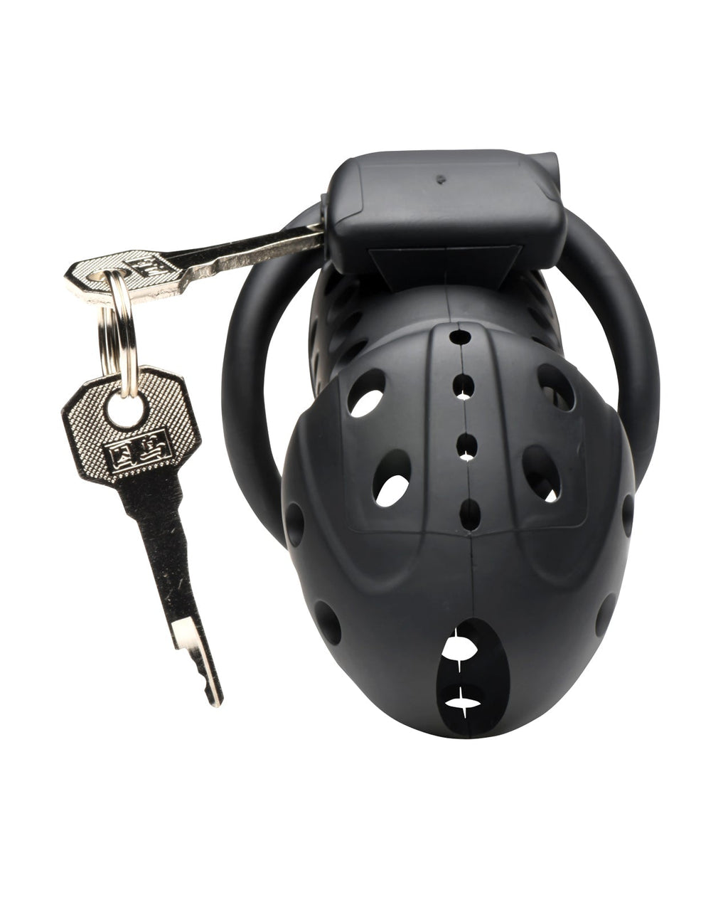 Lock Down Chastity Cage Black With Cum Thru Tip Dual Locking