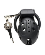 Lock Down Chastity Cage Black With Cum Thru Tip Dual Locking