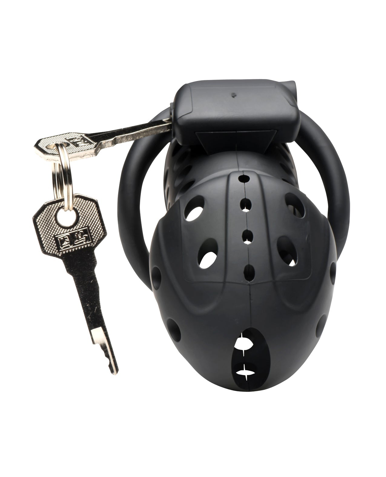 Lock Down Chastity Cage Black With Cum Thru Tip Dual Locking