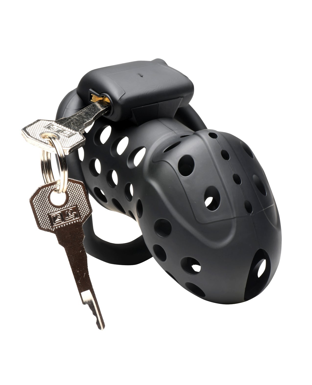 Lock Down Chastity Cage Black With Cum Thru Tip Dual Locking