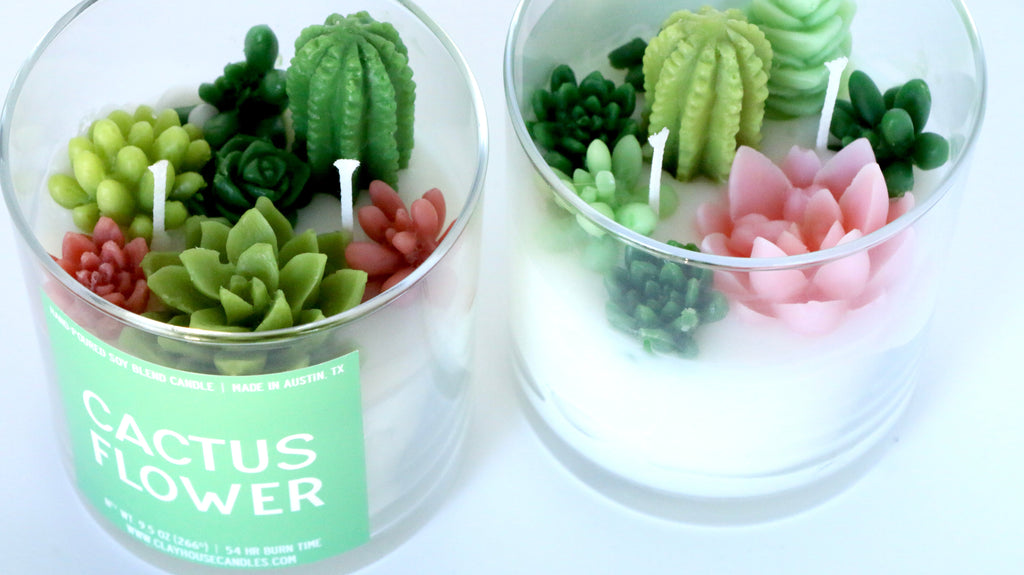 Cactus Flower Container Candle Citrus Lily Top Notes Warm Woody Finish