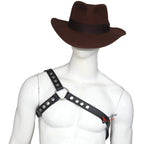 Double Folded Real Cowhide Leather Chest And Shoulder Harness