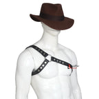 Double Folded Real Cowhide Leather Chest And Shoulder Harness