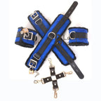 Cowhide Suede Leather Wrist And Ankle Cuffs Bondage Set 5 Piece Padded