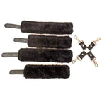 Cowhide Suede Leather Wrist And Ankle Cuffs Bondage Set 5 Piece Padded