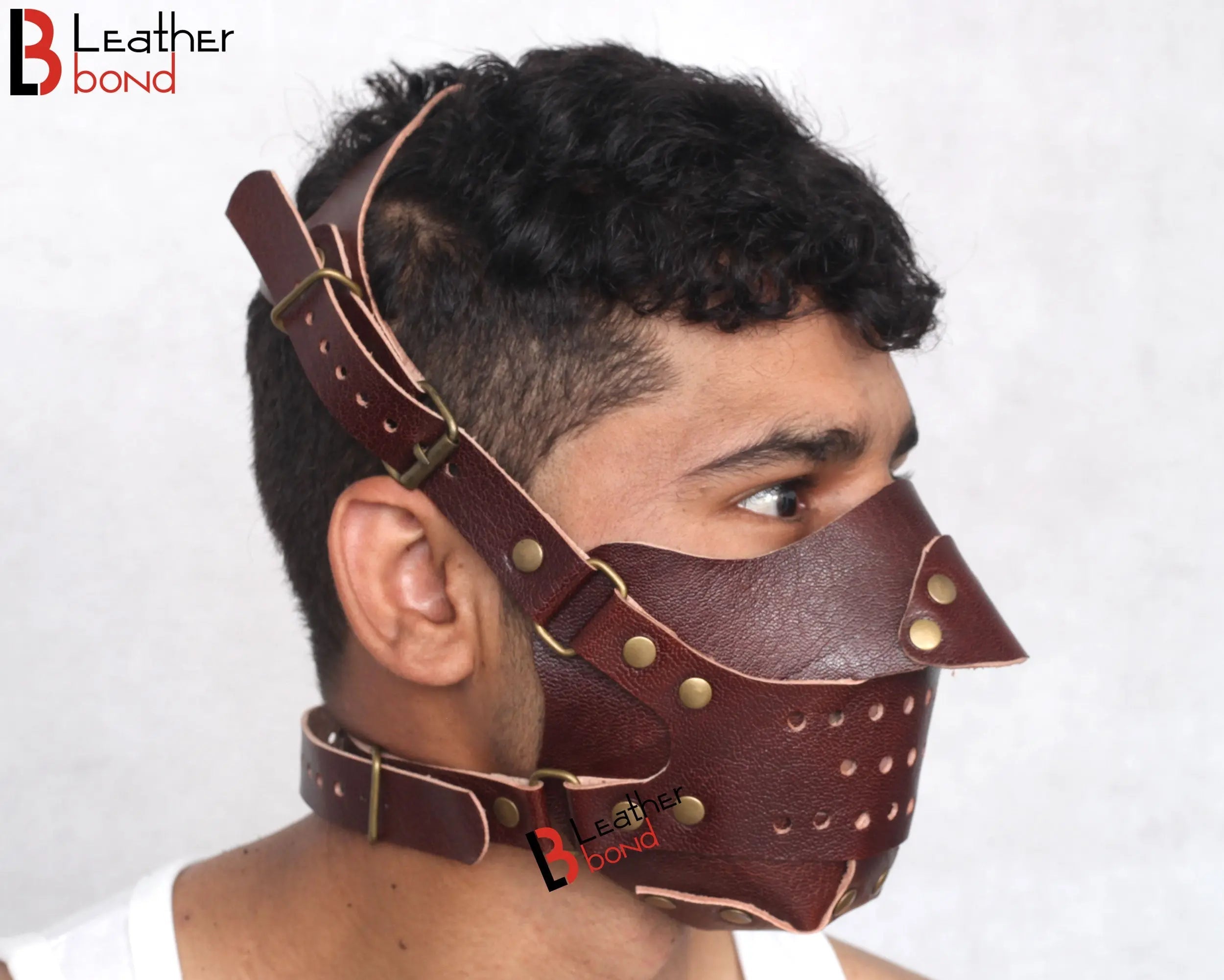 Genuine Cowhide Leather Steampunk Halloween Mask Hood Costume Reenactment Gear Mask Handmade