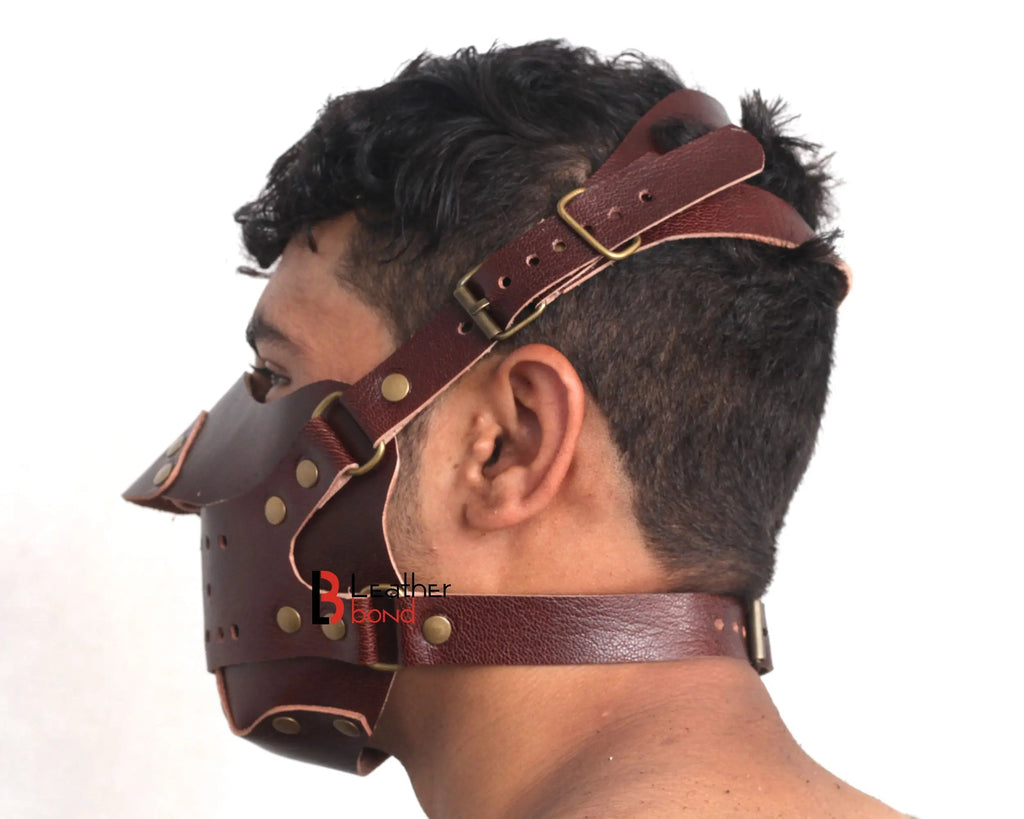Genuine Cowhide Leather Steampunk Halloween Mask Hood Costume Reenactment Gear Mask Handmade