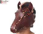 Cowhide Leather Horse Mask Hood Handmade Vegetable Tanned Leather
