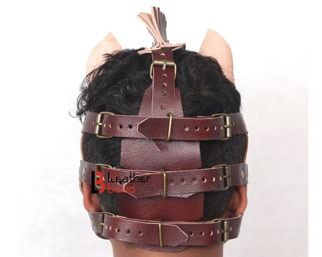 Cowhide Leather Horse Mask Hood Handmade Vegetable Tanned Leather